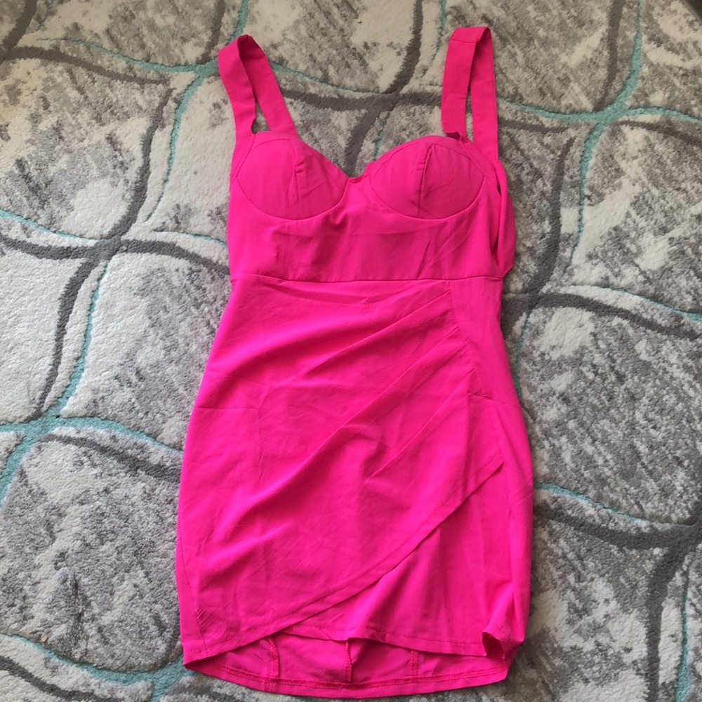 Hot pink mini dress